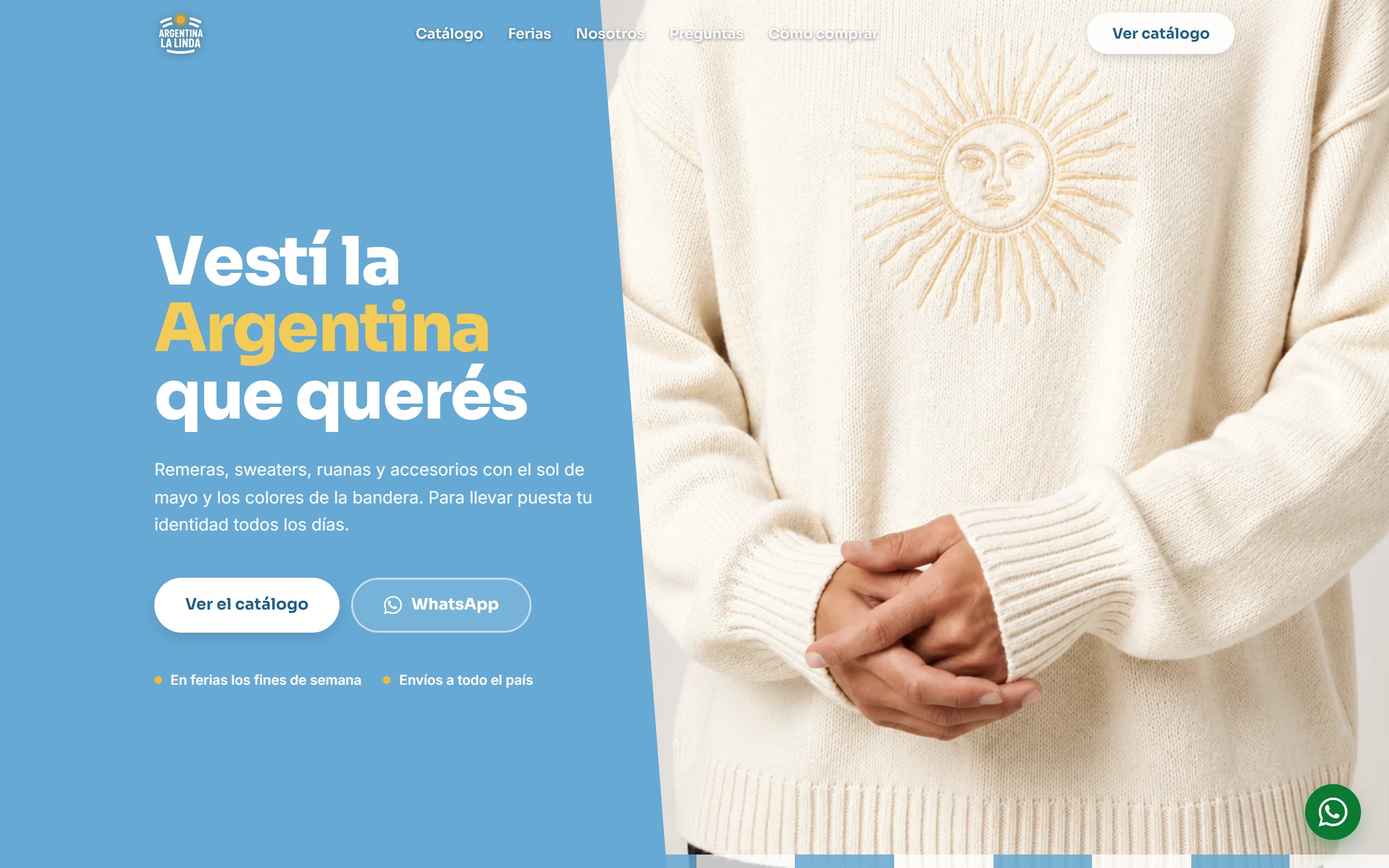 Inicio del sitio de Argentina La Linda: 'Vestí la Argentina que querés'