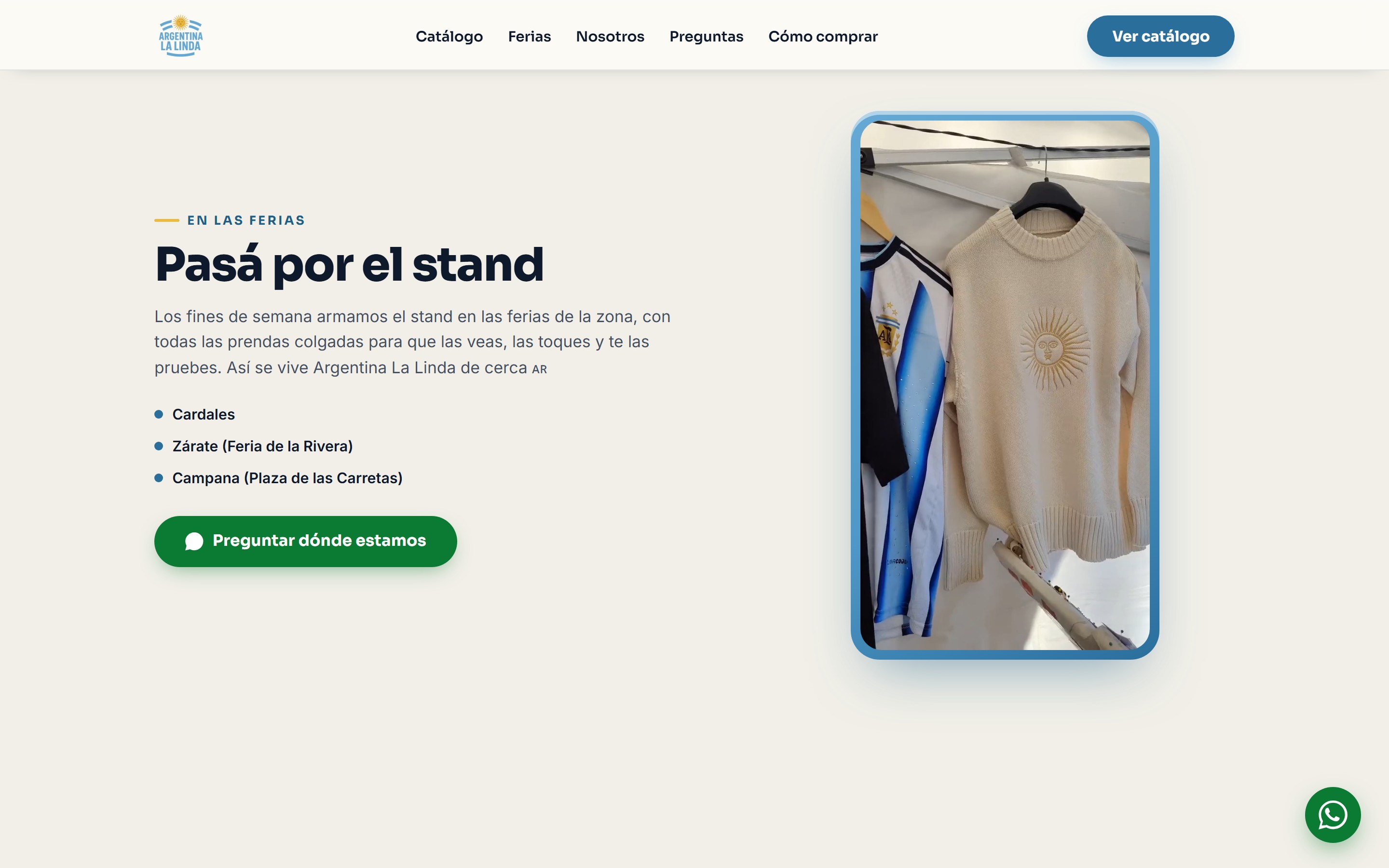 Sección de ferias del sitio: dónde encontrar el stand de Argentina La Linda